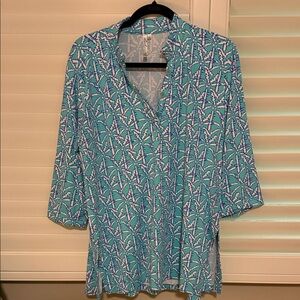 Blue and White Patterned tunic by Lulu-B